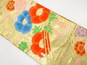 アンティーク 橋に梅・藤模様織り出し袋帯(着用可)